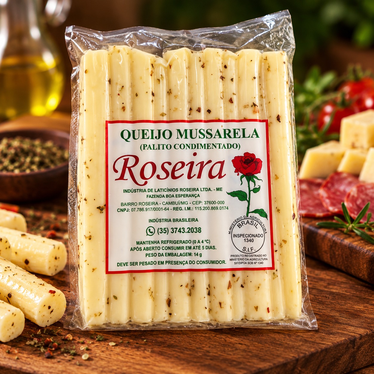 Palito de Mussarela Temperado Roseira