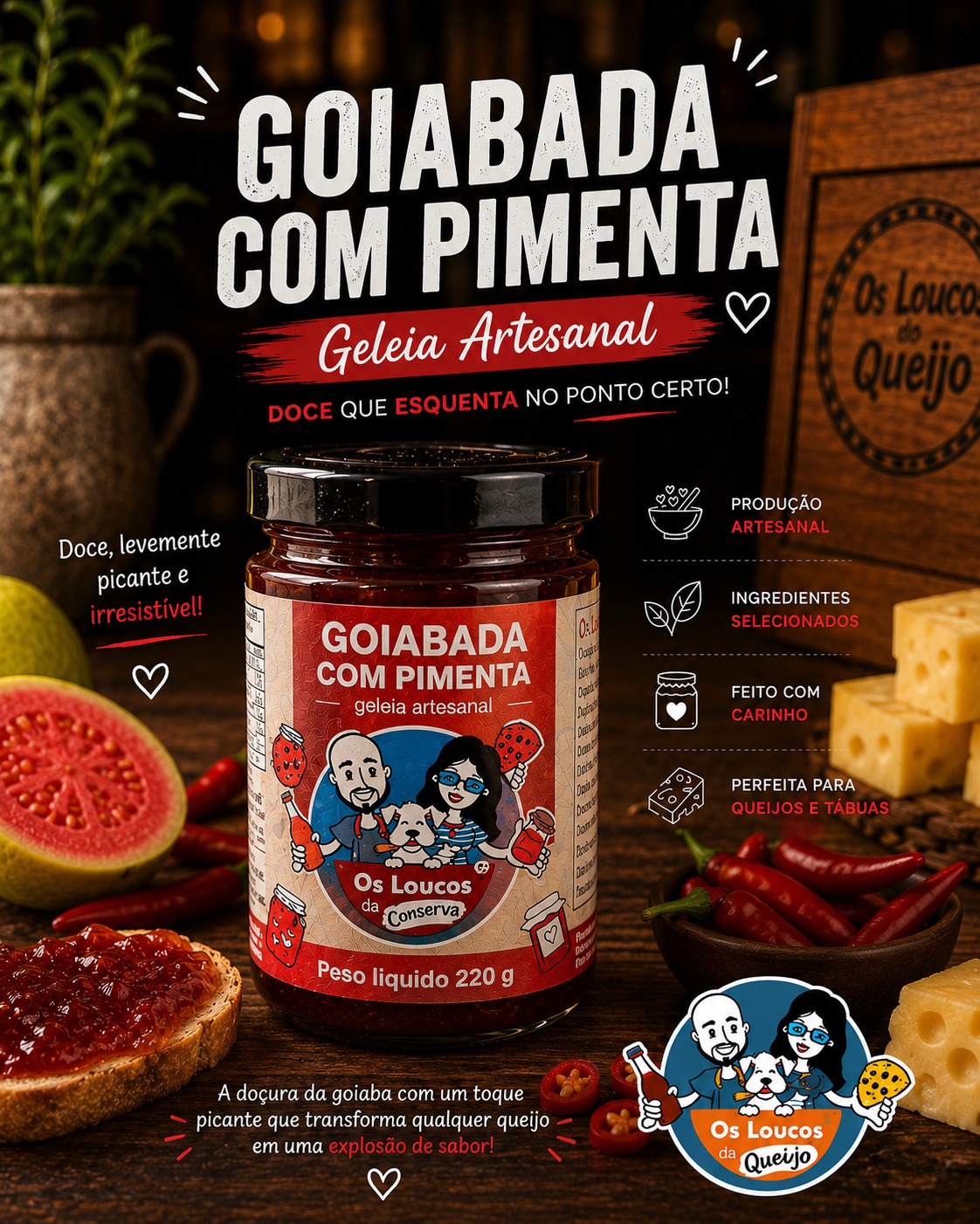 Geleia Goiaba com Pimenta Os Loucos da Conserva