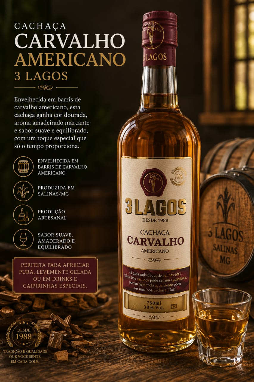 Cachaça envelhecida em Carvalho Americano