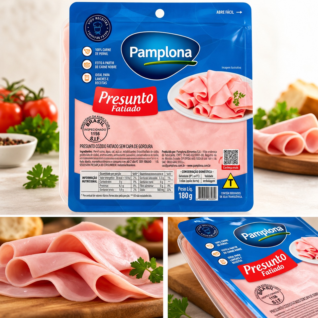 Presunto Cozido Fatiado Pamplona 180gr